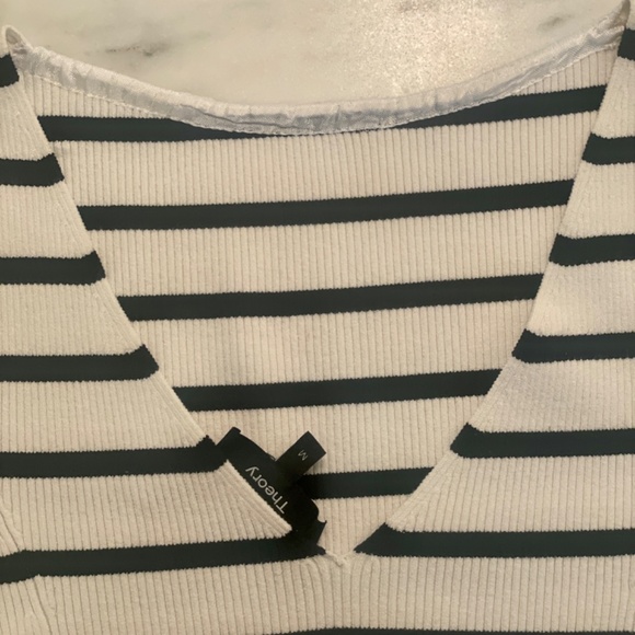 Theory boat/bateau neck fitted sweater with deep V back - Picture 7 of 8